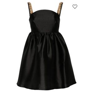 Self-Portrait Black crystal-embellished mini dress